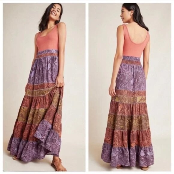 Anthropologie Rust Knit Colima Maxi Dress | Size S - Picture 1 of 16